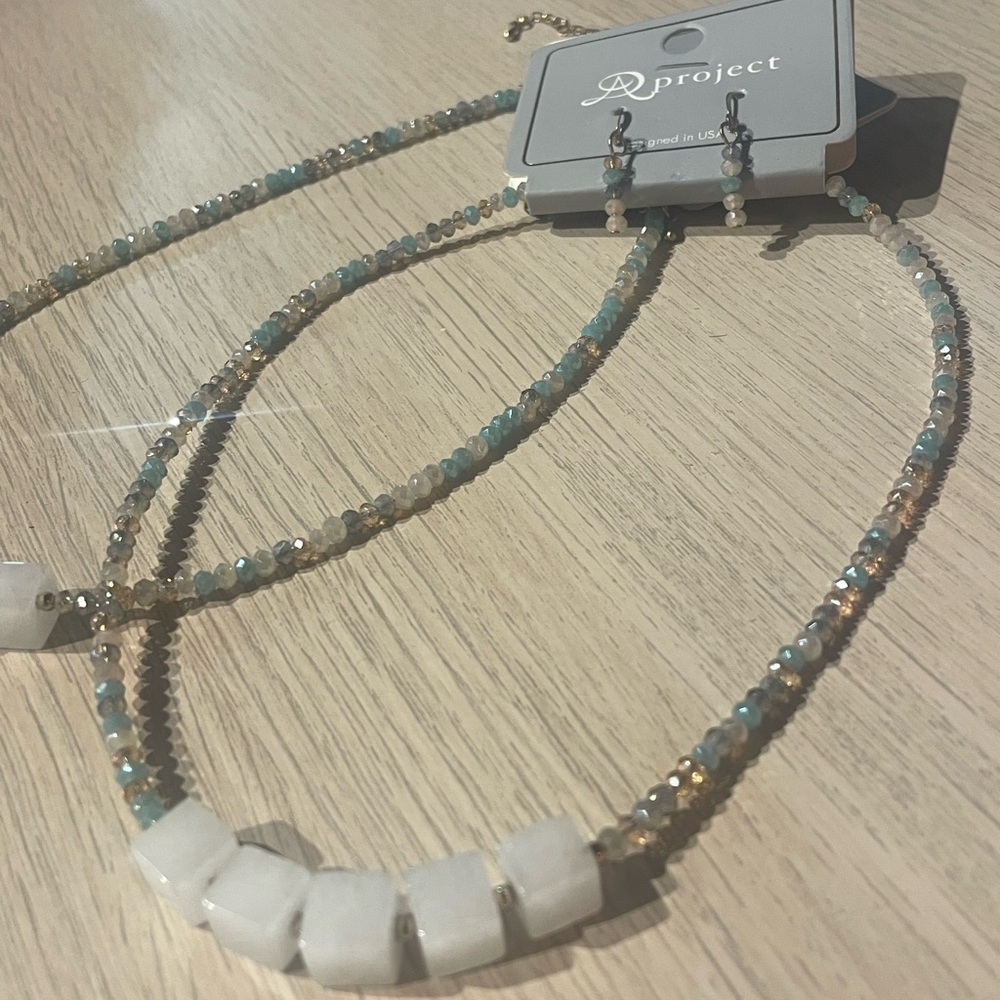 Y/Project Iridescent Blue and Gold Beaded Necklace Set